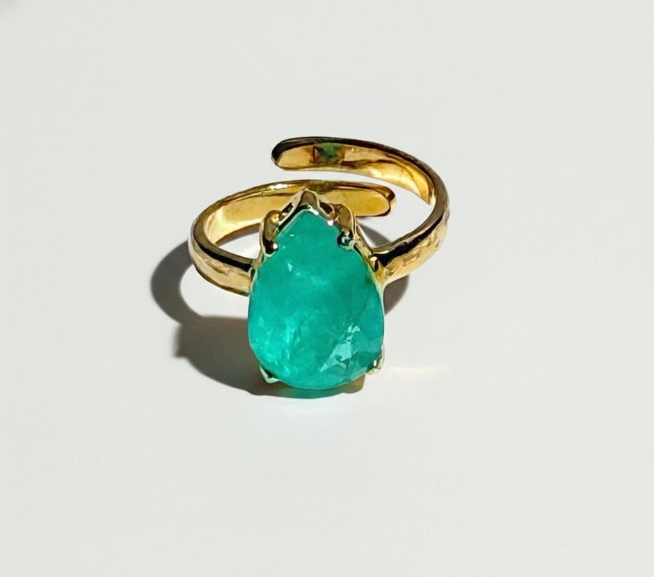 Green Quartz Solitaire Ring – 18k Gold - Plated | Bonita Jewels of Brazil - Bonita Jewels of Brazil