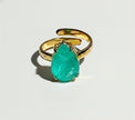 Green Quartz Solitaire Ring – 18k Gold - Plated | Bonita Jewels of Brazil - Bonita Jewels of Brazil