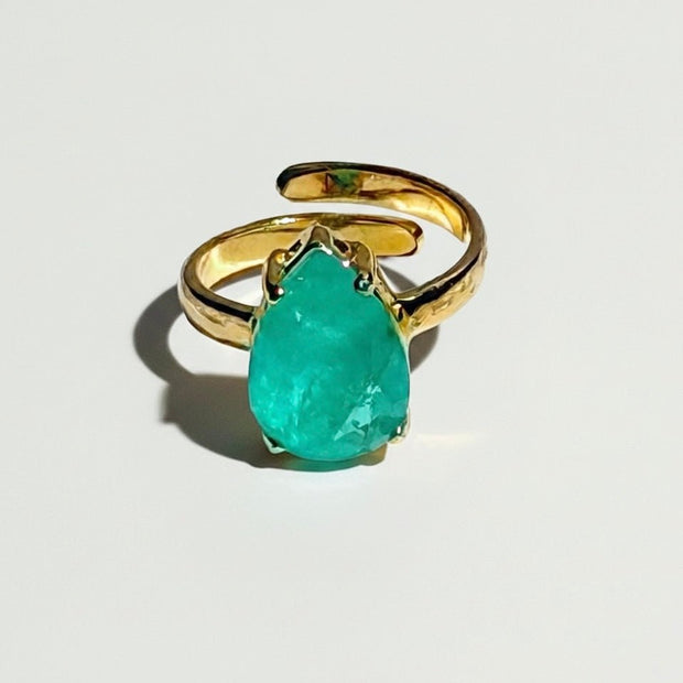 Green Quartz Solitaire Ring – 18k Gold - Plated | Bonita Jewels of Brazil - Bonita Jewels of Brazil