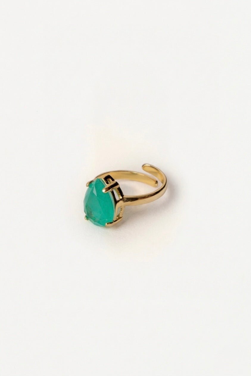 Green Quartz Solitaire Ring – 18k Gold - Plated | Bonita Jewels of Brazil - Bonita Jewels of Brazil