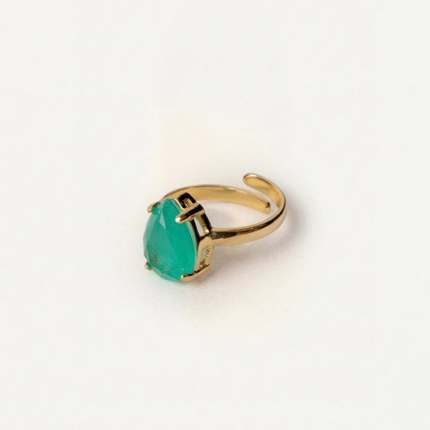 Green Quartz Solitaire Ring – 18k Gold - Plated | Bonita Jewels of Brazil - Bonita Jewels of Brazil