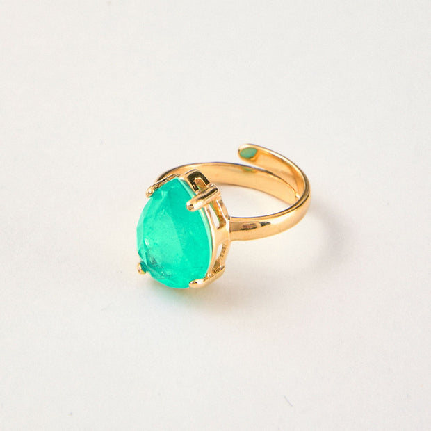 Green Quartz Solitaire Ring – 18k Gold-Plated | Bonita Jewels of Brazil - Bonita Jewels of Brazil