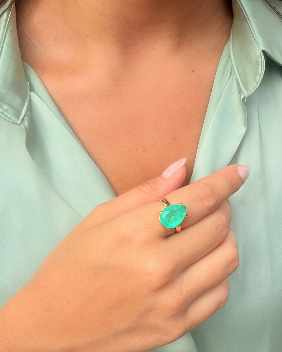 Green Quartz Solitaire Ring – 18k Gold - Plated | Bonita Jewels of Brazil - Bonita Jewels of Brazil