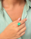 Green Quartz Solitaire Ring – 18k Gold - Plated | Bonita Jewels of Brazil - Bonita Jewels of Brazil
