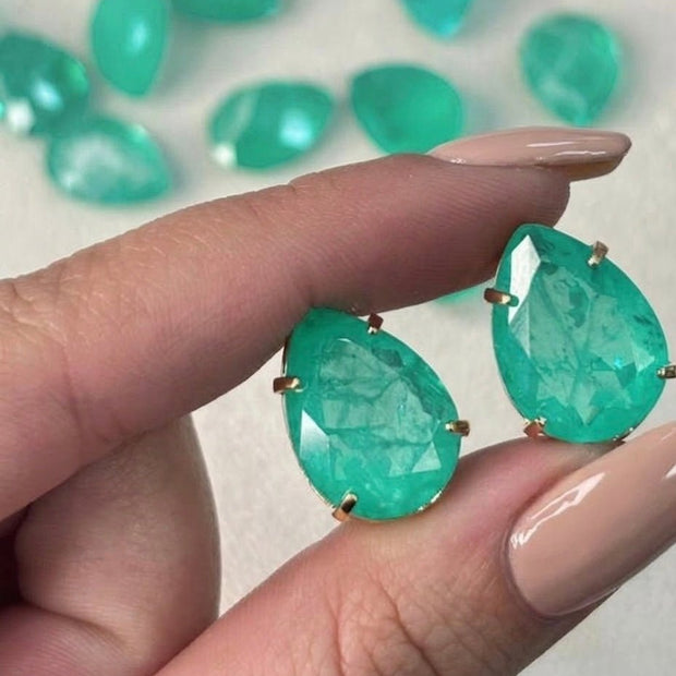 Green Quartz Stud Earrings – 18k Gold - Plated | Bonita Jewels of Brazil - Bonita Jewels of Brazil
