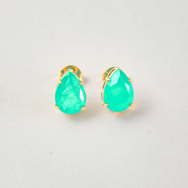 Green Quartz Stud Earrings – 18k Gold-Plated | Bonita Jewels of Brazil - Bonita Jewels of Brazil