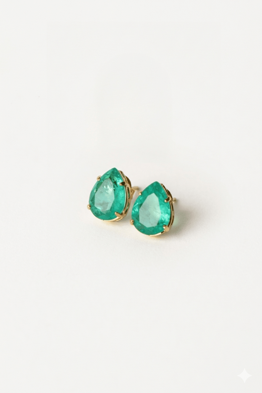 Green Quartz Stud Earrings – 18k Gold - Plated | Bonita Jewels of Brazil - Bonita Jewels of Brazil