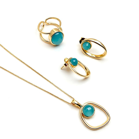Guia Blue | Red Agate Adjustable Rings - Bonita Jewels of Brazil