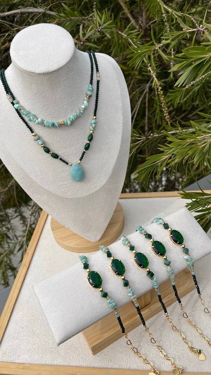 Minas Collection – Amazonite & Green Agate Beaded Necklace & Bracelet Set | Bonita Jewels of Brazil - Bonita Jewels of Brazil