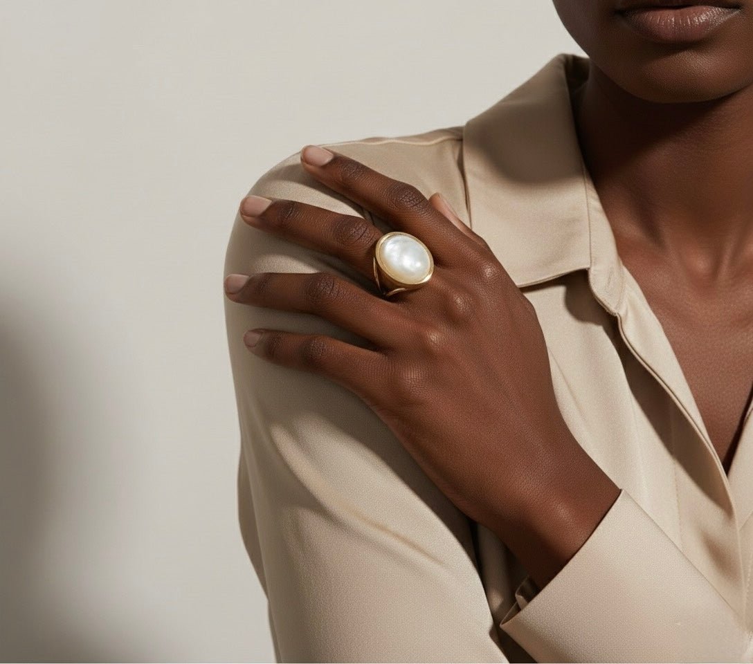 Mother of Pearl Adjustable Ring – 18k Gold - Plated | Bonita Jewels of Brazil - Bonita Jewels of Brazil