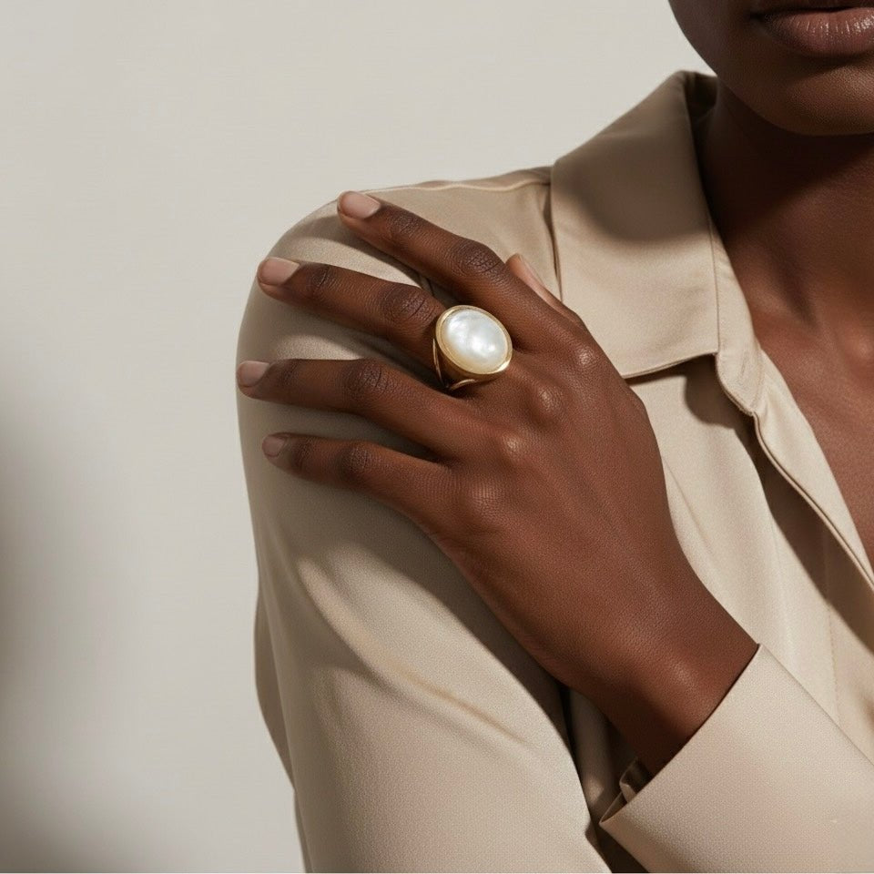 Mother of Pearl Adjustable Ring – 18k Gold - Plated | Bonita Jewels of Brazil - Bonita Jewels of Brazil
