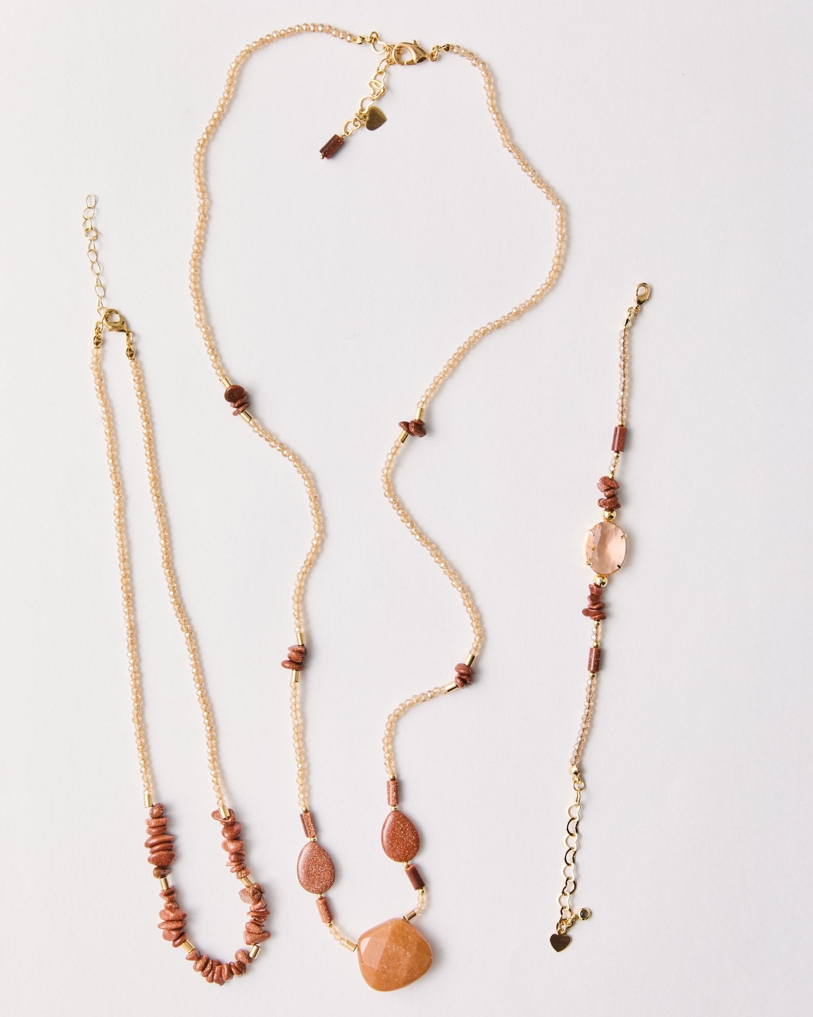 Natal Collection – Sunstone & Carnelian Agate Necklace & Bracelet Set | Bonita Jewels of Brazil - Bonita Jewels of Brazil