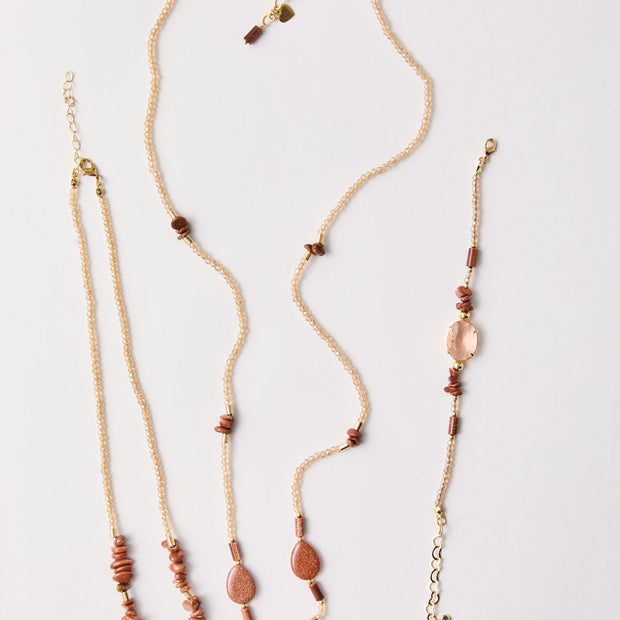 Natal Collection – Sunstone & Carnelian Agate Necklace & Bracelet Set | Bonita Jewels of Brazil - Bonita Jewels of Brazil