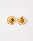 Organic Tiger Eye Stud Earrings – 18k Gold - Plated | Bonita Jewels of Brazil - Bonita Jewels of Brazil
