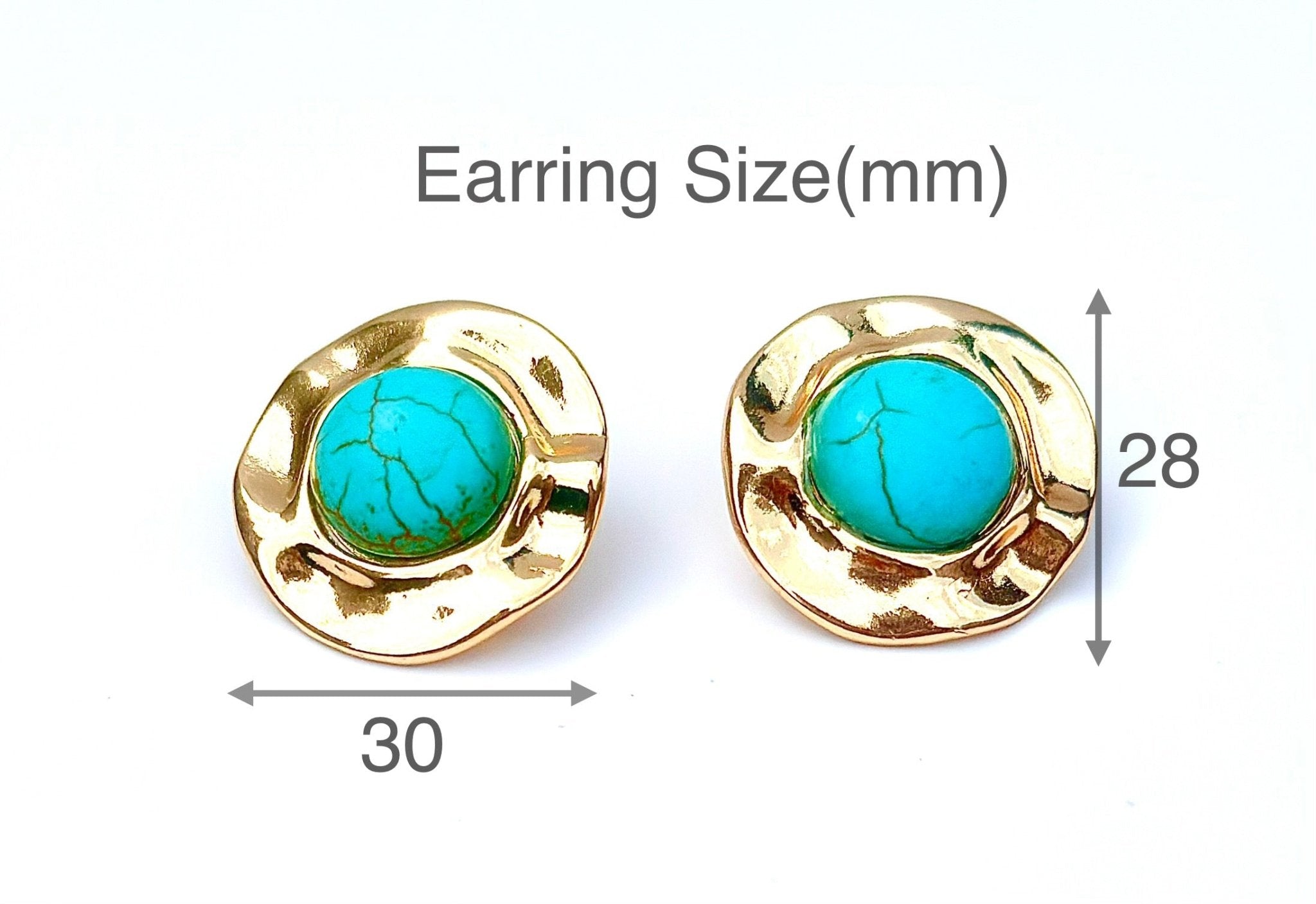 Organic Turquoise Stud Earrings – 18k Gold - Plated | Bonita Jewels of Brazil - Bonita Jewels of Brazil