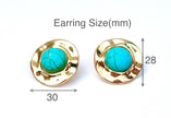 Organic Turquoise Stud Earrings – 18k Gold - Plated | Bonita Jewels of Brazil - Bonita Jewels of Brazil