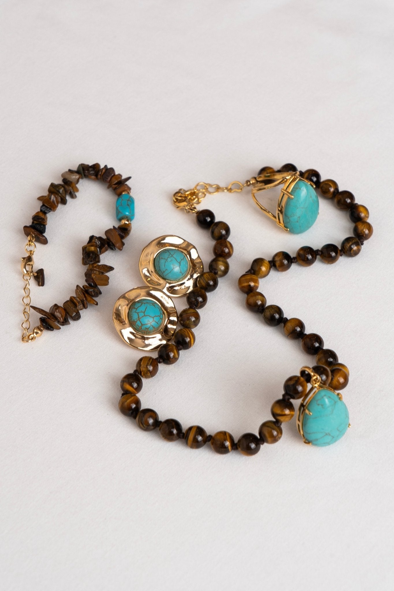 Organic Turquoise Stud Earrings – 18k Gold - Plated | Bonita Jewels of Brazil - Bonita Jewels of Brazil