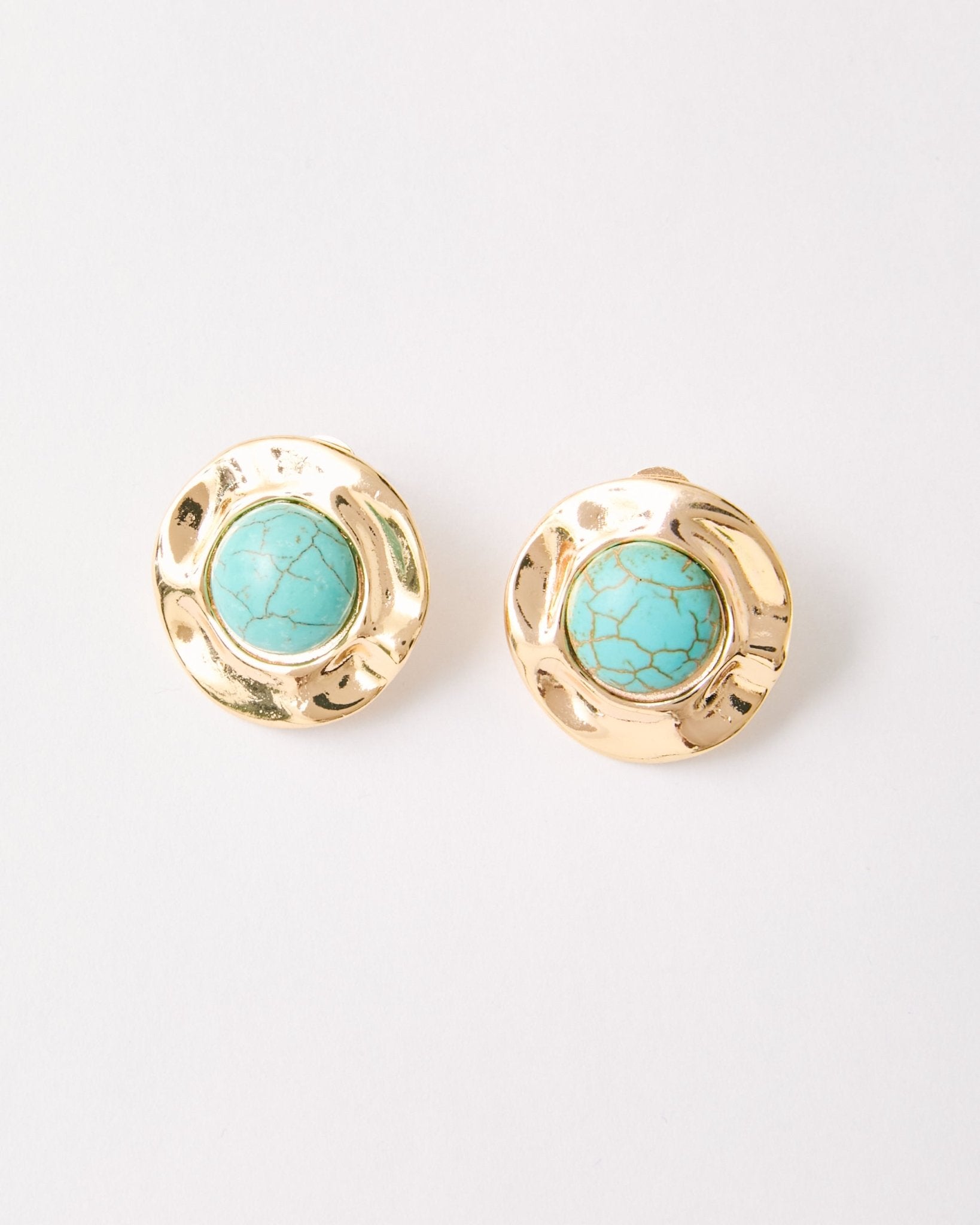 Organic Turquoise Stud Earrings – 18k Gold - Plated | Bonita Jewels of Brazil - Bonita Jewels of Brazil
