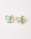 Organic Turquoise Stud Earrings – 18k Gold - Plated | Bonita Jewels of Brazil - Bonita Jewels of Brazil