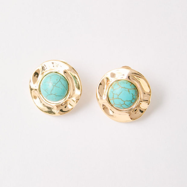 Organic Turquoise Stud Earrings – 18k Gold - Plated | Bonita Jewels of Brazil - Bonita Jewels of Brazil