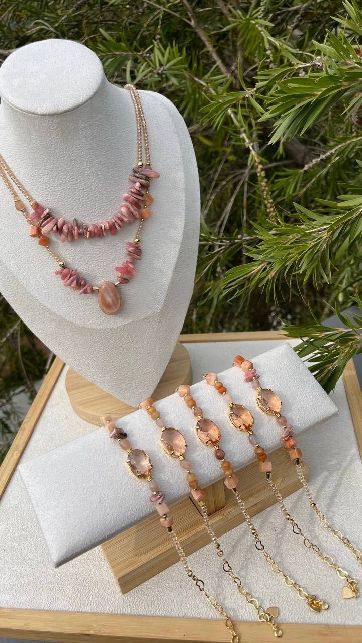 Pipa Collection – Rhodochrosite Necklace & Bracelet Set | Bonita Jewels of Brazil - Bonita Jewels of Brazil
