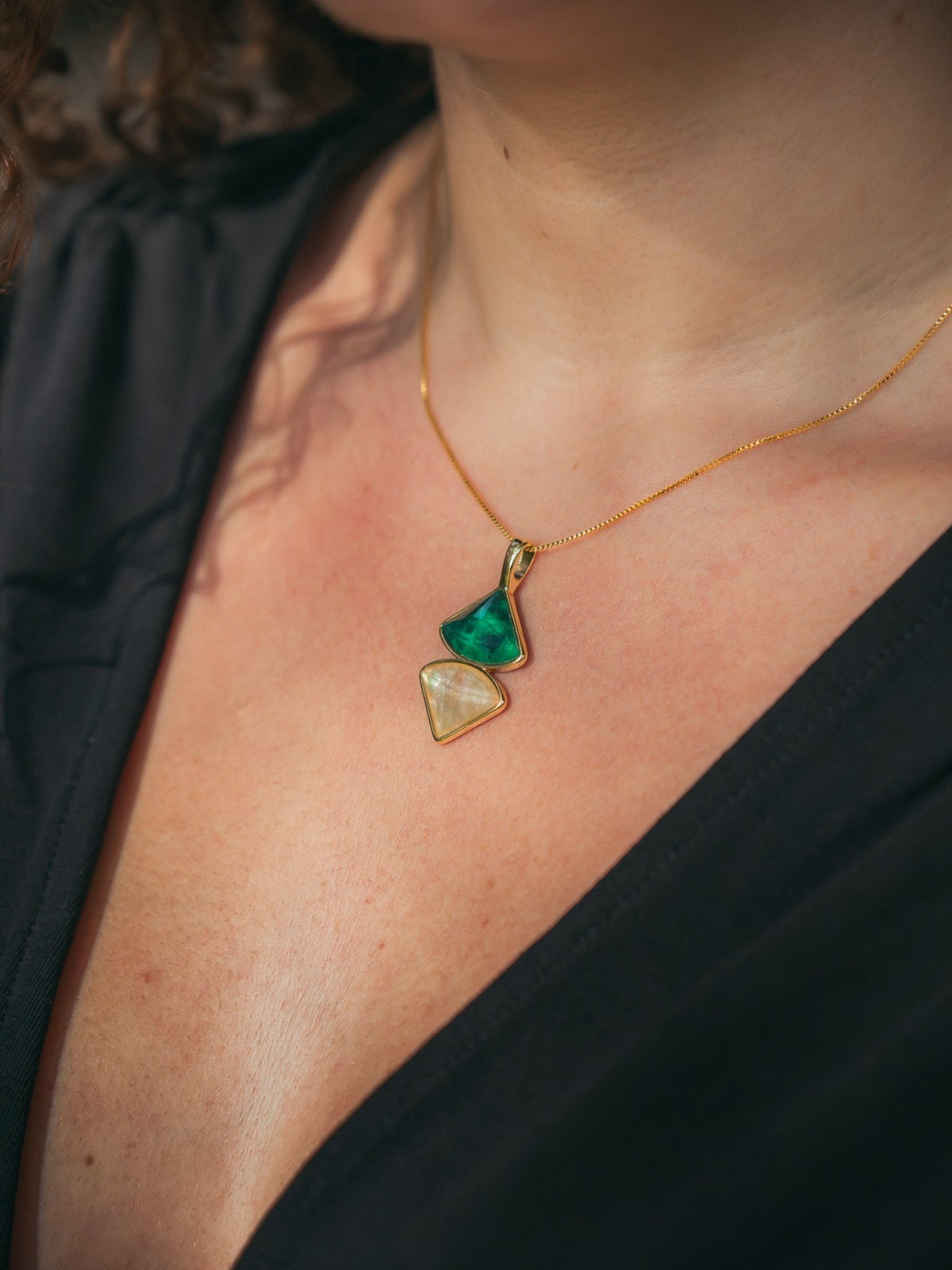 Reflexo Emerald & Sea Opal Necklace - Bonita Jewels of Brazil
