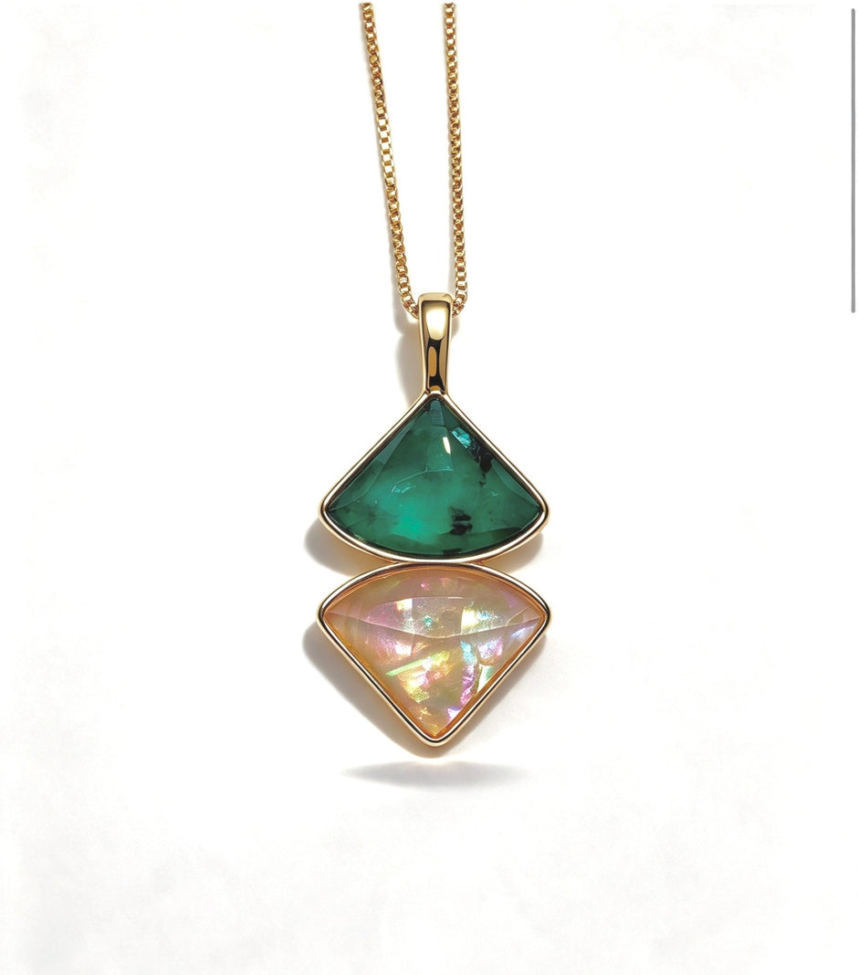 Reflexo Emerald & Sea Opal Necklace - Bonita Jewels of Brazil
