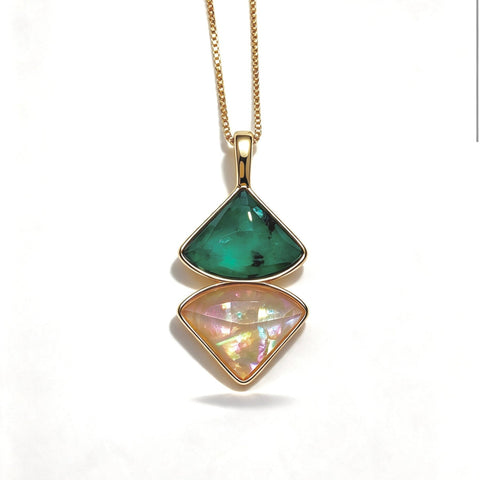Reflexo Emerald & Sea Opal Necklace - Bonita Jewels of Brazil