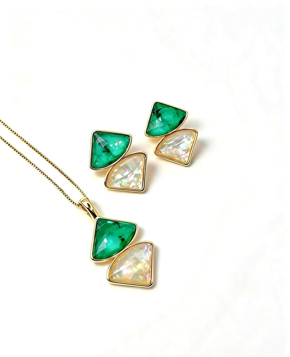 Reflexo Emerald & Sea Opal Necklace - Bonita Jewels of Brazil