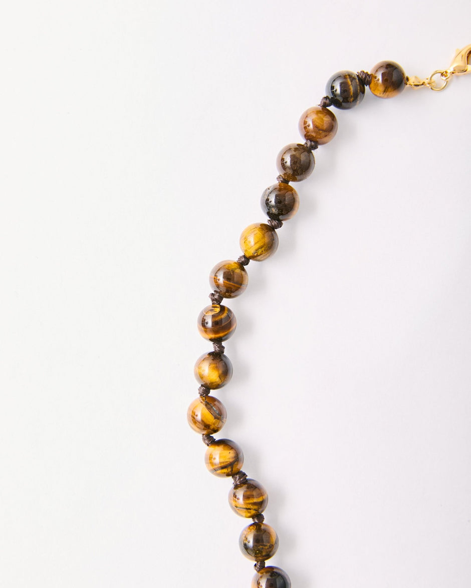 Tiger Eye Beaded Necklace – 18k Gold - Plated | Bonita Jewels of Brazil - Bonita Jewels of Brazil