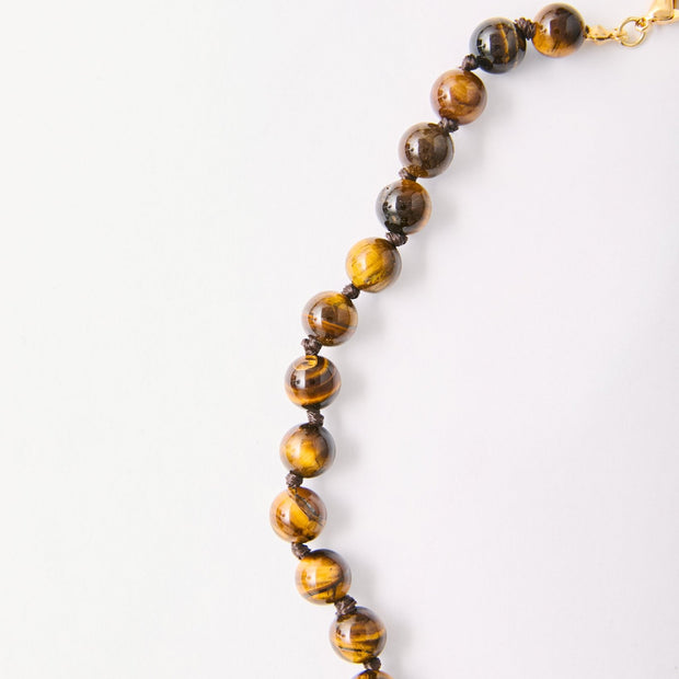 Tiger Eye Beaded Necklace – 18k Gold - Plated | Bonita Jewels of Brazil - Bonita Jewels of Brazil