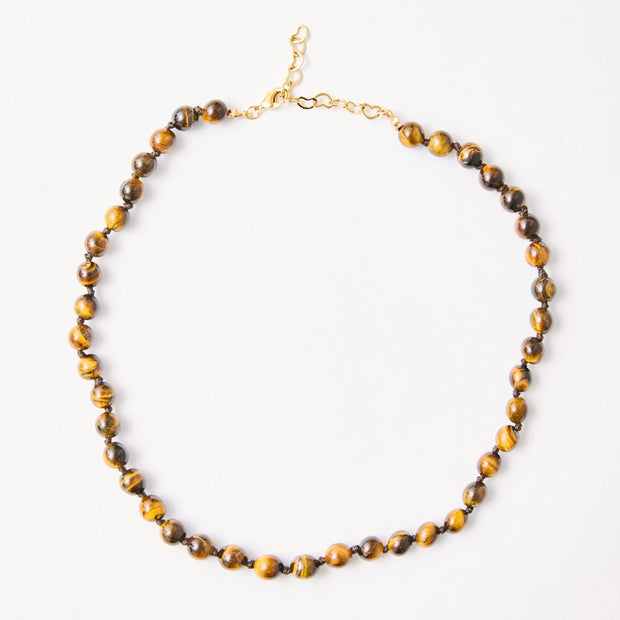 Tiger Eye Beaded Necklace – 18k Gold - Plated | Bonita Jewels of Brazil - Bonita Jewels of Brazil