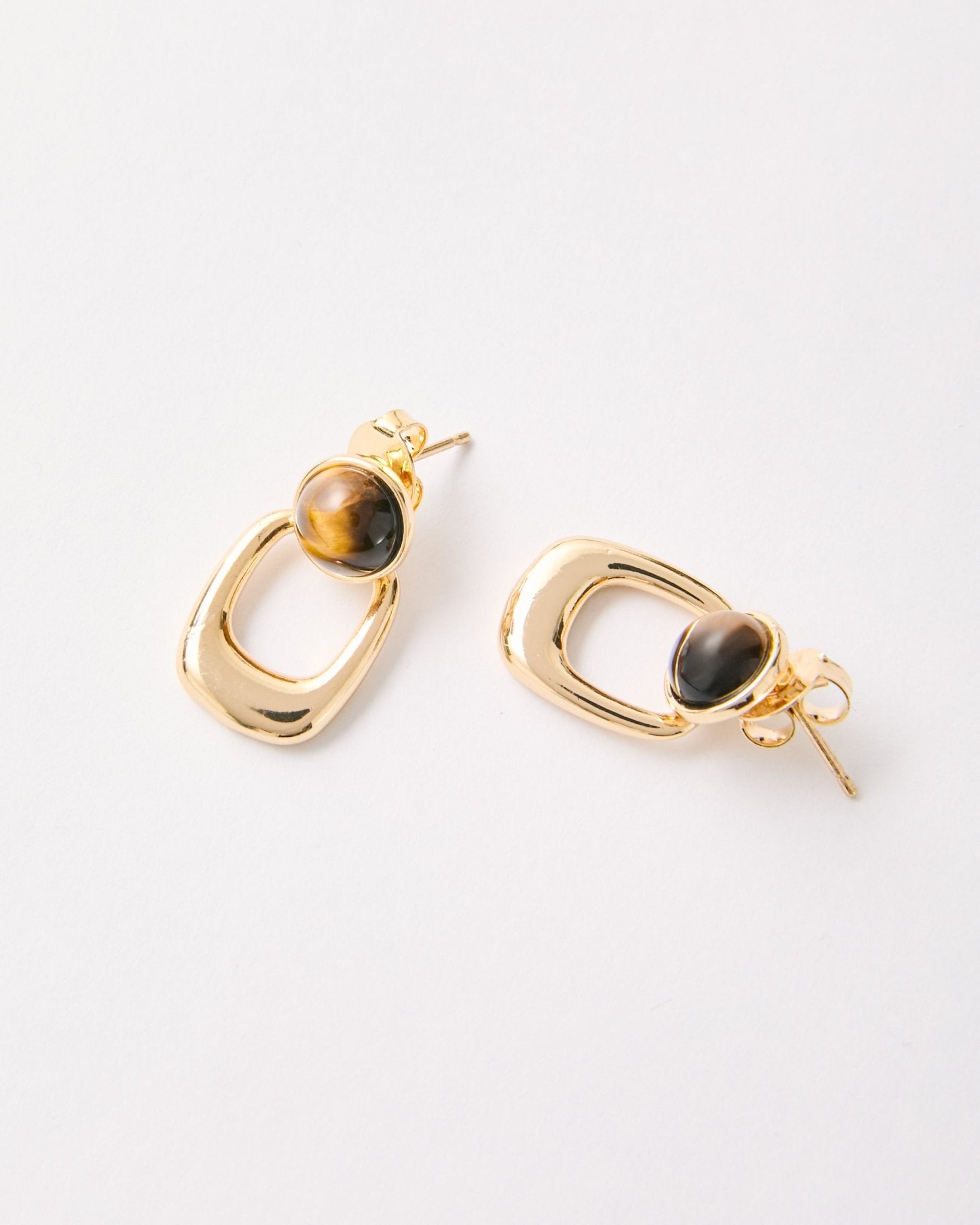 Tiger Eye Drop Earrings – 18k Gold - Plated | Bonita Jewels of Brazil - Bonita Jewels of Brazil