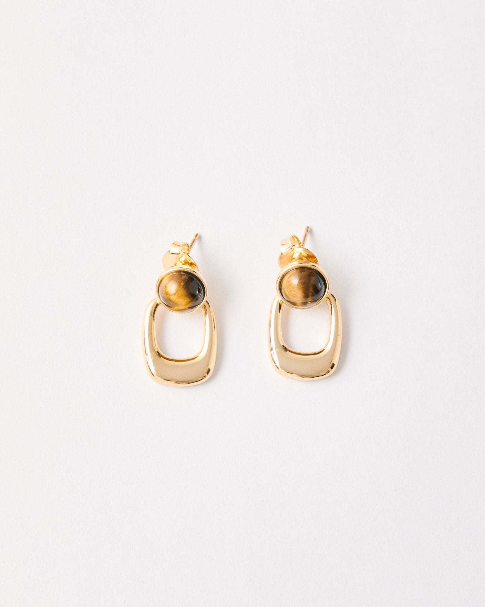 Tiger Eye Drop Earrings – 18k Gold - Plated | Bonita Jewels of Brazil - Bonita Jewels of Brazil