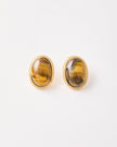Tiger Eye Stud Earrings – 18k Gold - Plated | Bonita Jewels of Brazil - Bonita Jewels of Brazil