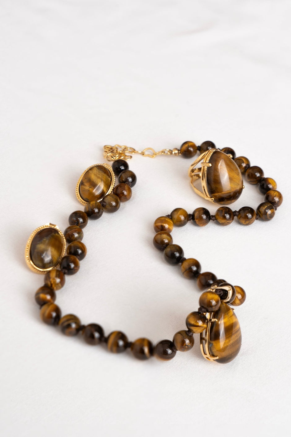 Tiger Eye Stud Earrings – 18k Gold - Plated | Bonita Jewels of Brazil - Bonita Jewels of Brazil