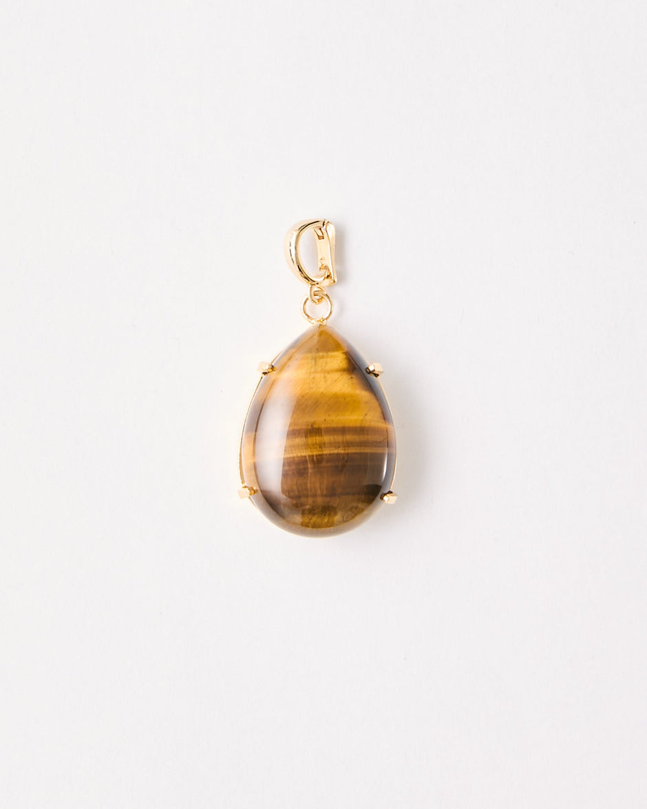 Tiger Eye Teardrop Pendant – 18k Gold - Plated | Bonita Jewels of Brazil - Bonita Jewels of Brazil