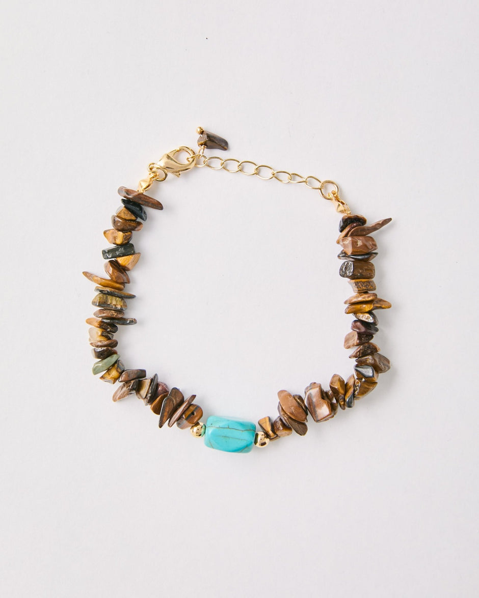 Tiger Eye & Turquoise Balance Bracelet – 18k Gold - Plated | Bonita Jewels of Brazil - Bonita Jewels of Brazil