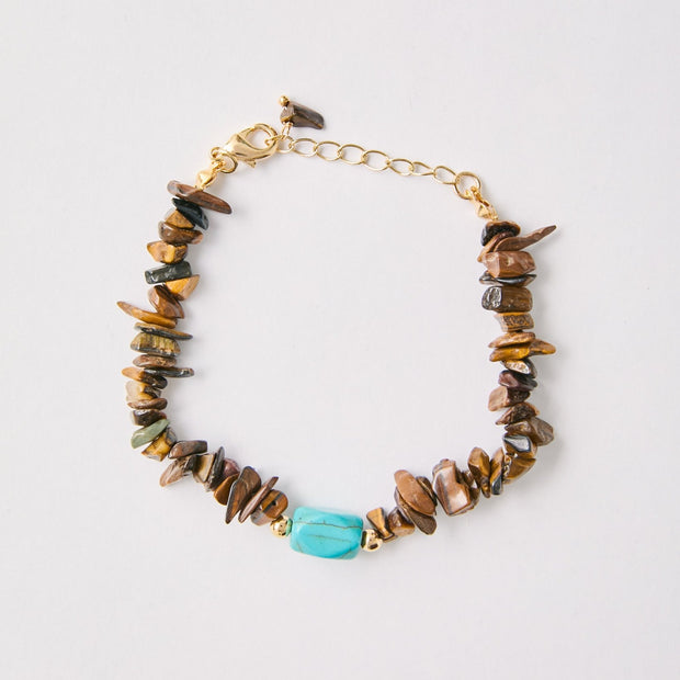 Tiger Eye & Turquoise Balance Bracelet – 18k Gold - Plated | Bonita Jewels of Brazil - Bonita Jewels of Brazil