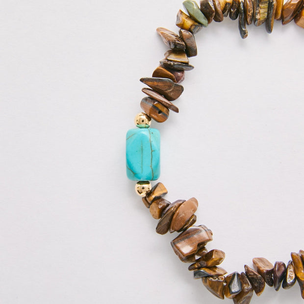 Tiger Eye & Turquoise Balance Bracelet – 18k Gold - Plated | Bonita Jewels of Brazil - Bonita Jewels of Brazil