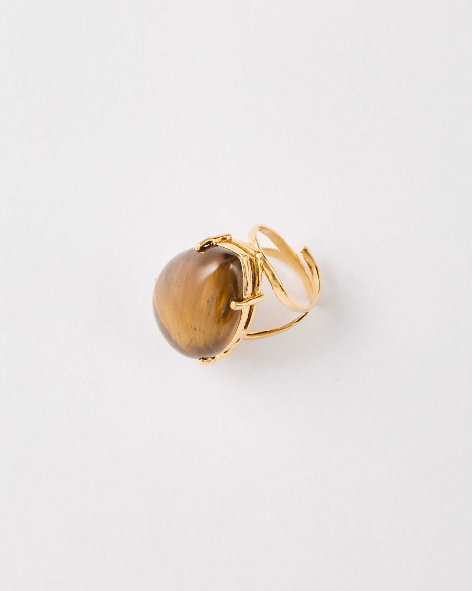 Tiger's Eye Teardrop Adjustable Ring – 18k Gold - Plated | Bonita Jewels of Brazil - Bonita Jewels of Brazil