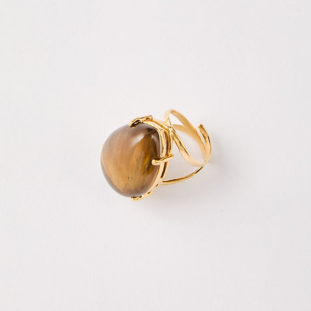 Tiger's Eye Teardrop Adjustable Ring – 18k Gold - Plated | Bonita Jewels of Brazil - Bonita Jewels of Brazil