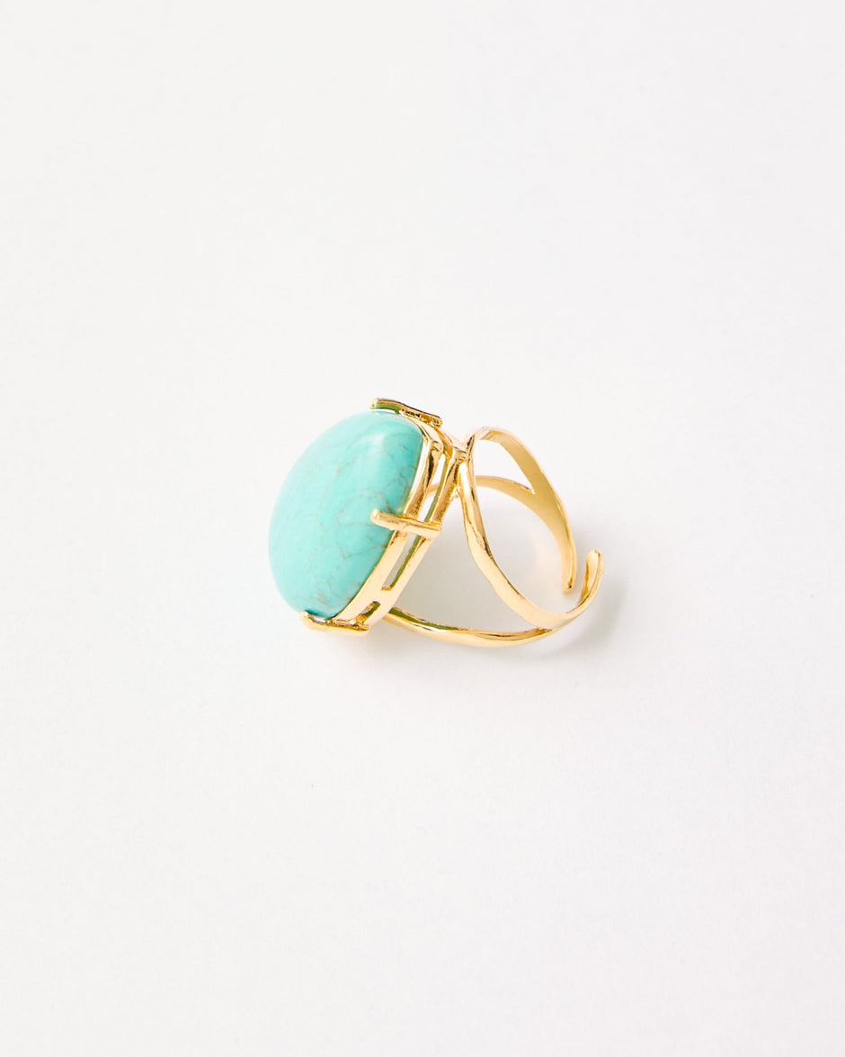 Turquoise Teardrop Adjustable Ring – 18k Gold - Plated | Bonita Jewels of Brazil - Bonita Jewels of Brazil