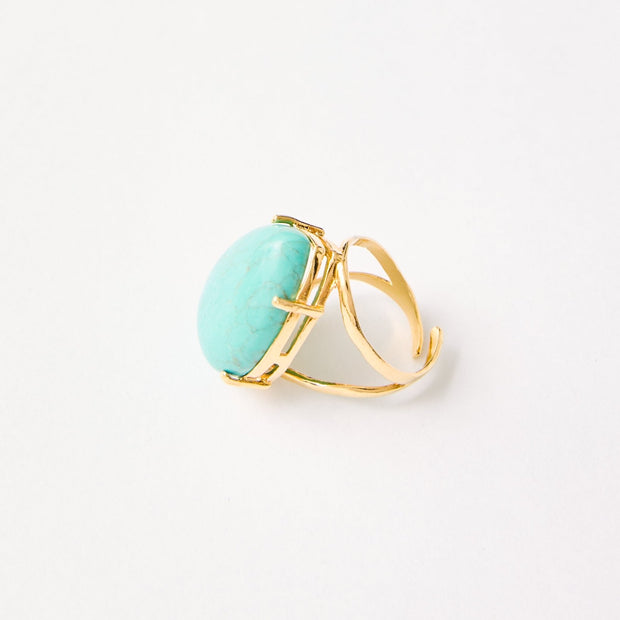 Turquoise Teardrop Adjustable Ring – 18k Gold - Plated | Bonita Jewels of Brazil - Bonita Jewels of Brazil