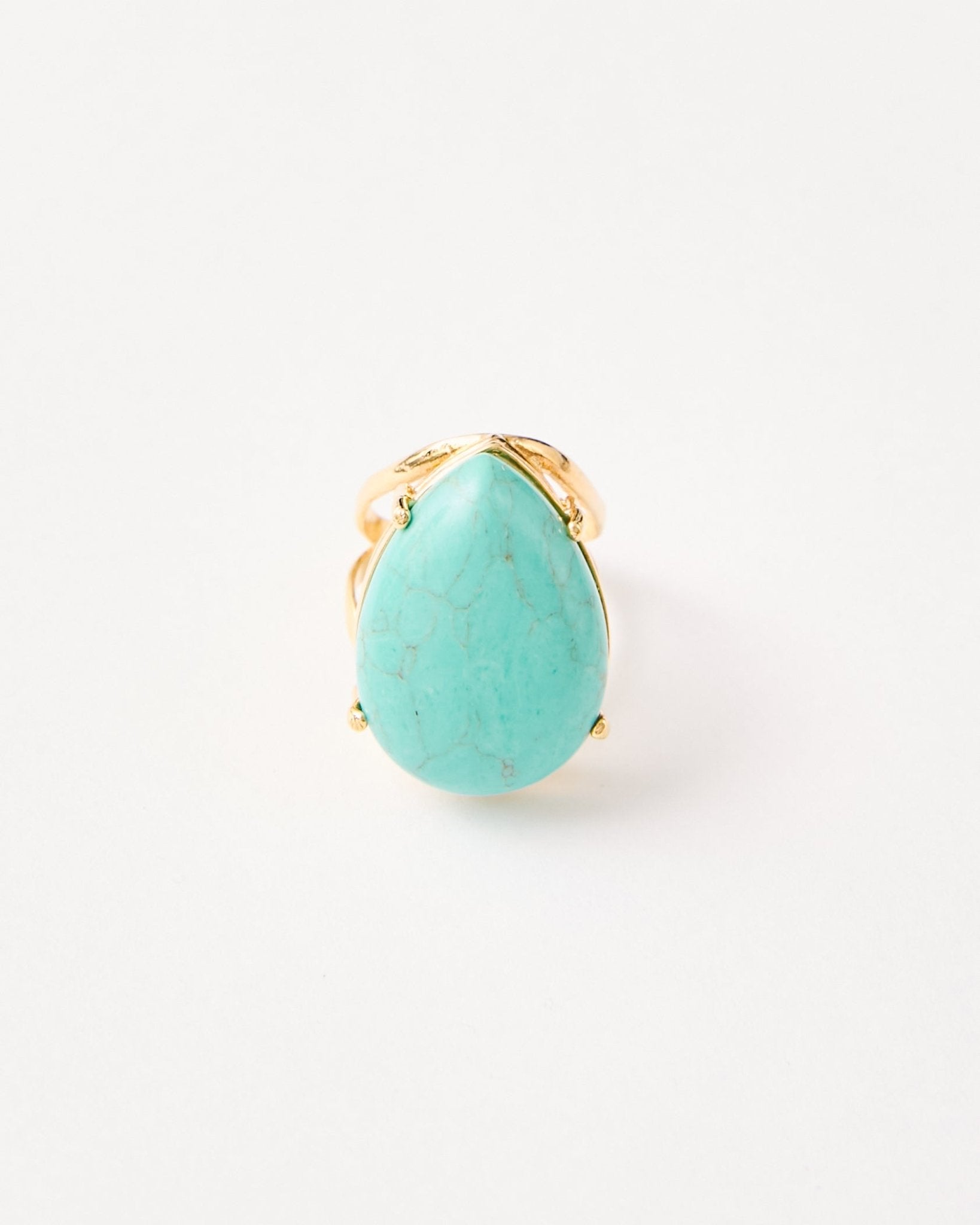 Turquoise Teardrop Adjustable Ring – 18k Gold - Plated | Bonita Jewels of Brazil - Bonita Jewels of Brazil