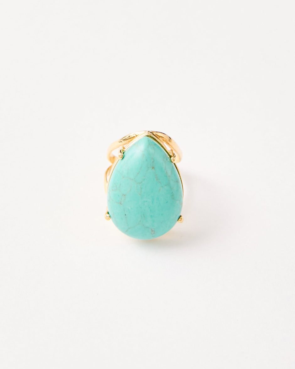 Turquoise Teardrop Adjustable Ring – 18k Gold - Plated | Bonita Jewels of Brazil - Bonita Jewels of Brazil
